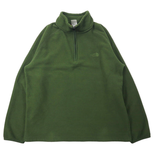 THE NORTH FACE ハーフジップ フリースジャケット M カーキ ポリエステル ワンポイントロゴ刺繍