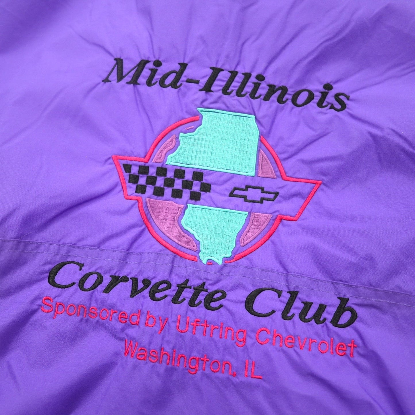 90年代 Holloway ナイロンジャケット XL パープル バック刺繍 Corvette Club シボレー