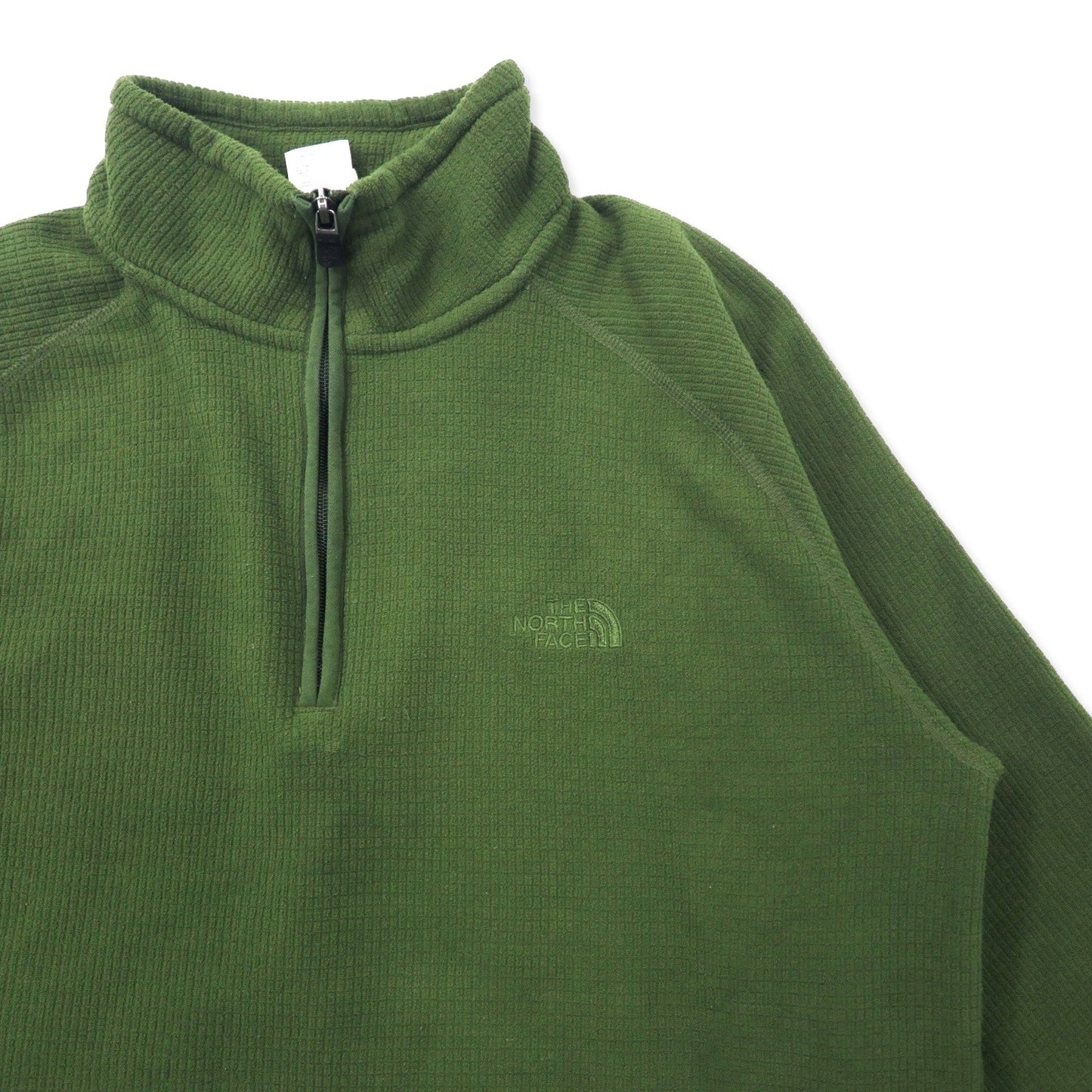 THE NORTH FACE ハーフジップ フリースジャケット M カーキ ポリエステル ワンポイントロゴ刺繍