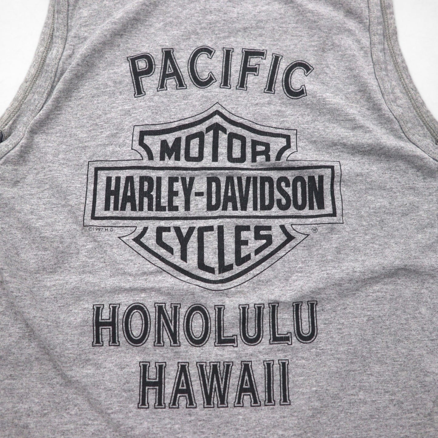 HARLEY DAVIDSON 90年代 USA製 タンクトップ L グレー コットン HONOLULU HAWAII 両面プリント