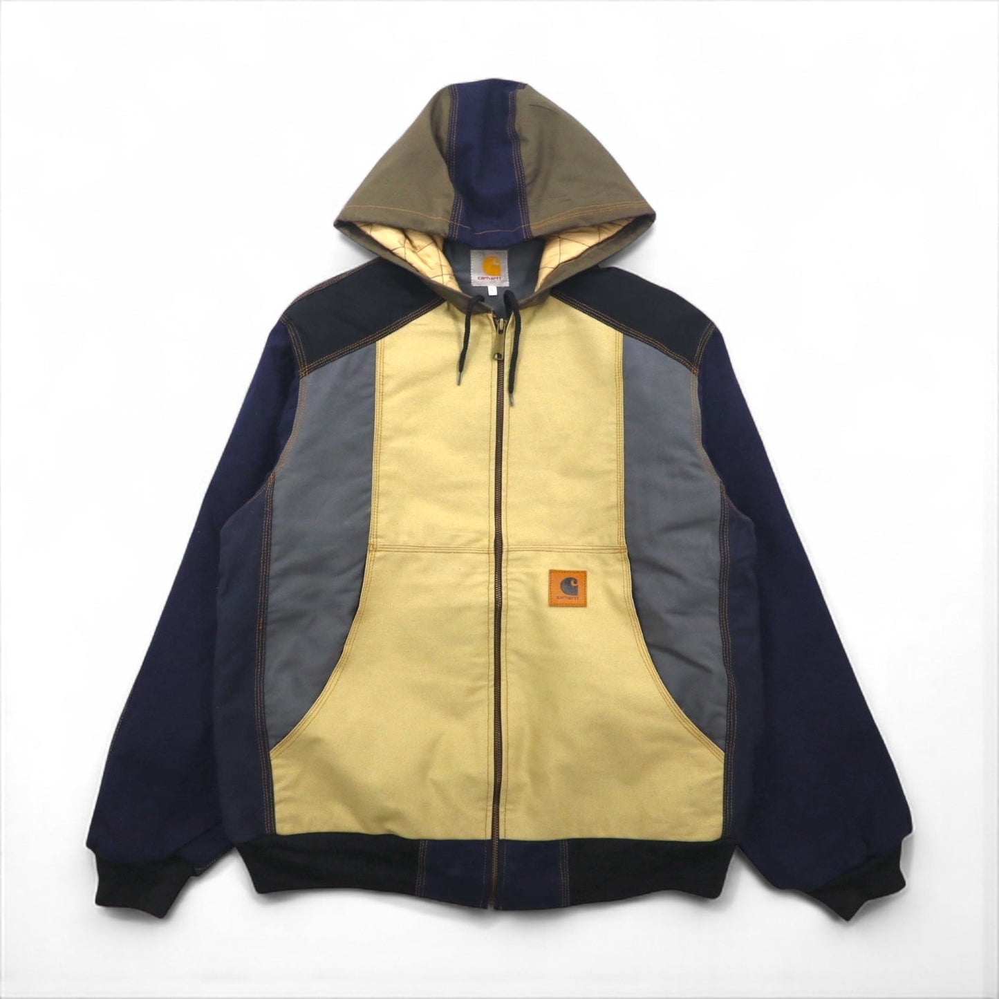 carhartt リメイク 再構築 カラーブロック ダック アクティブジャケット パーカー L マルチカラー クレイジーパターン コットン