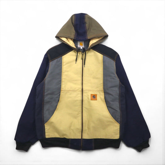 carhartt リメイク 再構築 カラーブロック ダック アクティブジャケット パーカー L マルチカラー クレイジーパターン コットン