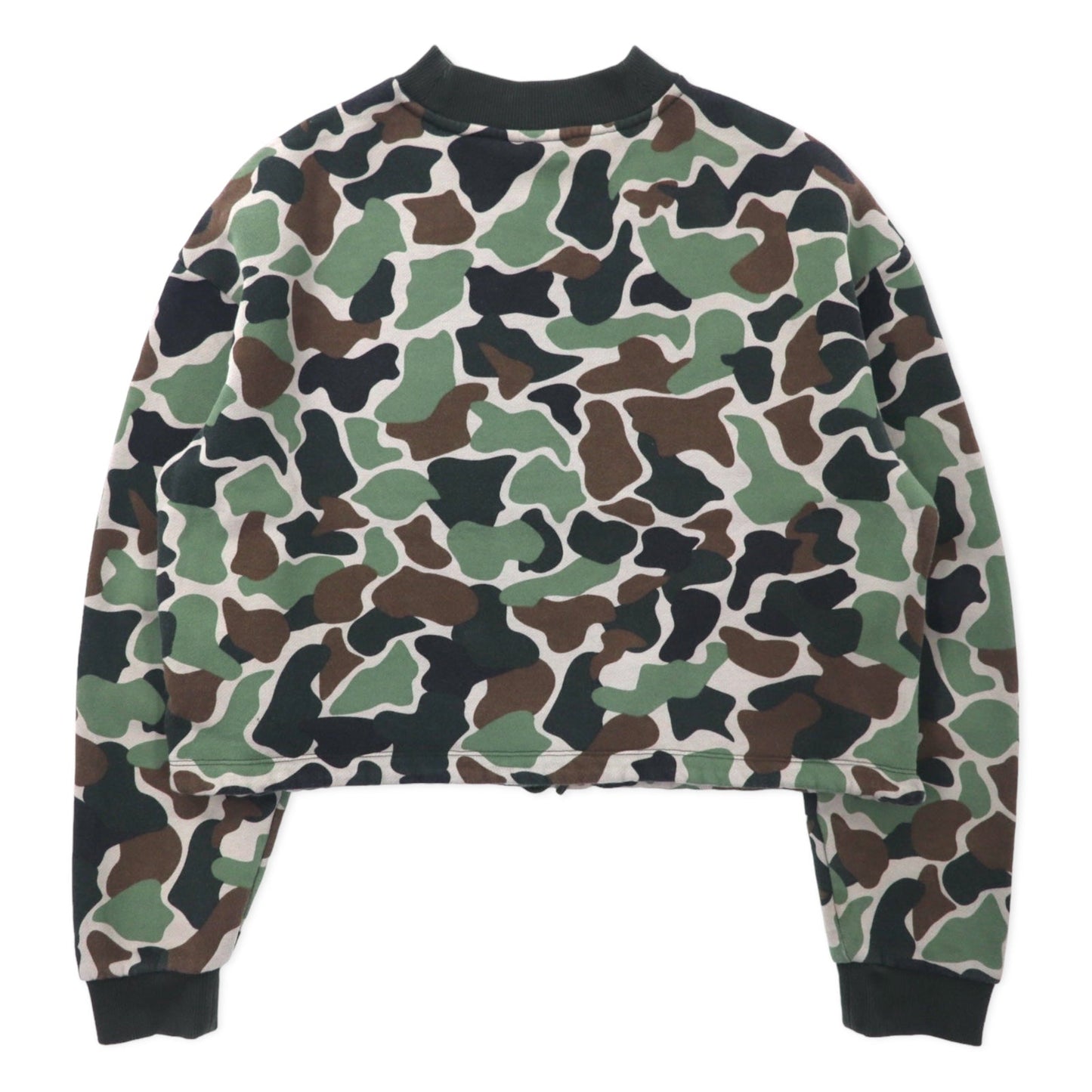 adidas originals カモフラ クロップド スウェット 4XOT カーキ コットン トレフォイルロゴ BR5182