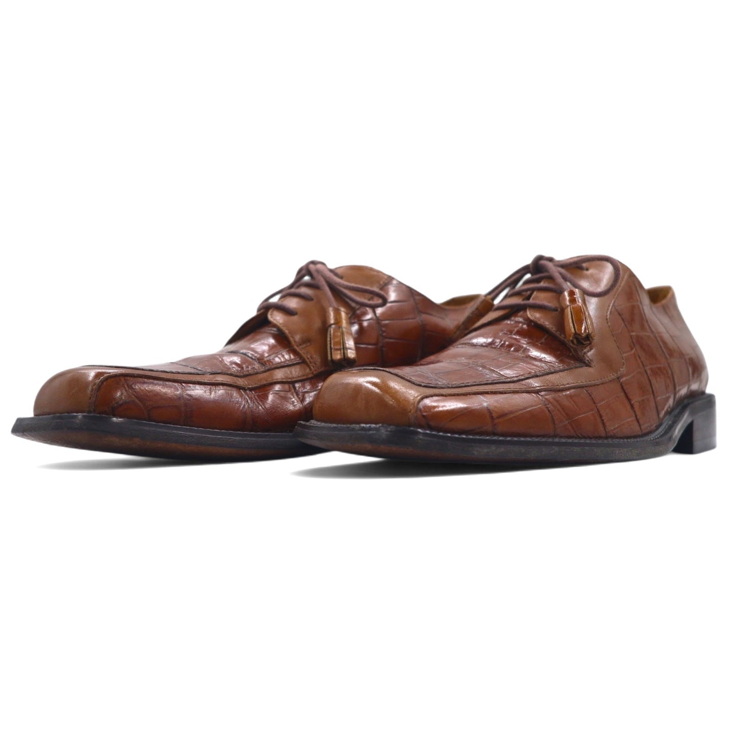 FLORSHEIM Barletta クロコ型押し モックトゥ ドレスシューズ 26.5cm ブラウン レザー タッセル 17022-03