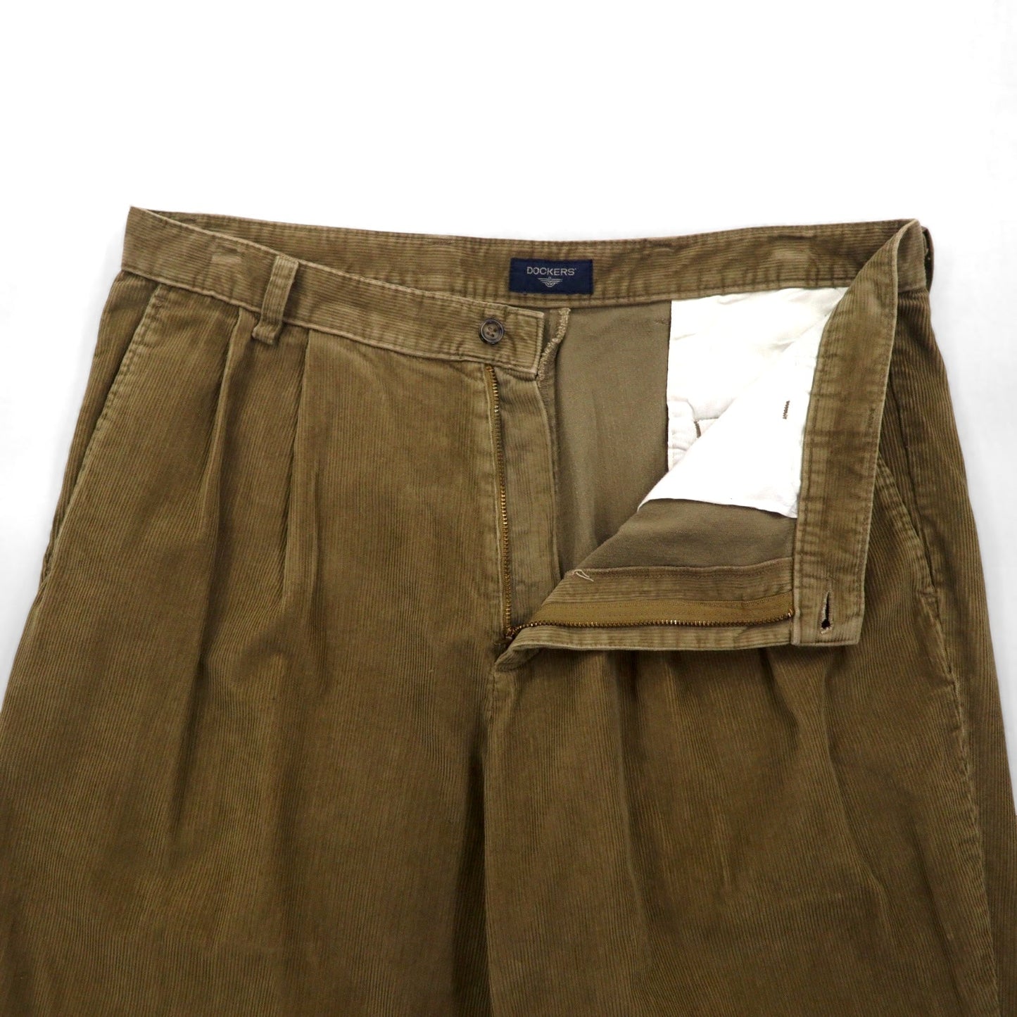 DOCKERS ( Levi's ) 00年代 スラックス 2タック ワイド コーデュロイパンツ L ブラウン コーデュロイ
