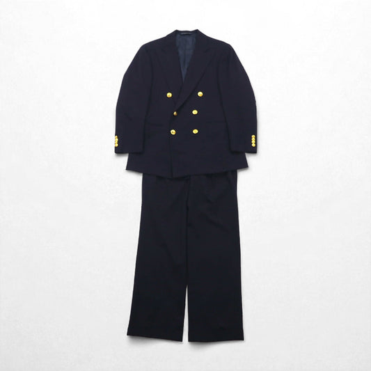 Ralph Lauren 90年代 日本製 ブレザー 紺ブレ セットアップ ダブル スーツ M ネイビー ウール 金ボタン