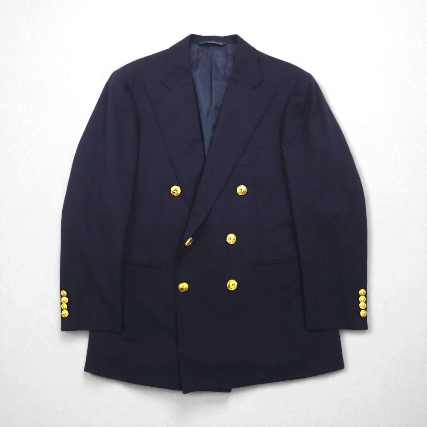 Ralph Lauren 90年代 日本製 ブレザー 紺ブレ セットアップ ダブル スーツ M ネイビー ウール 金ボタン