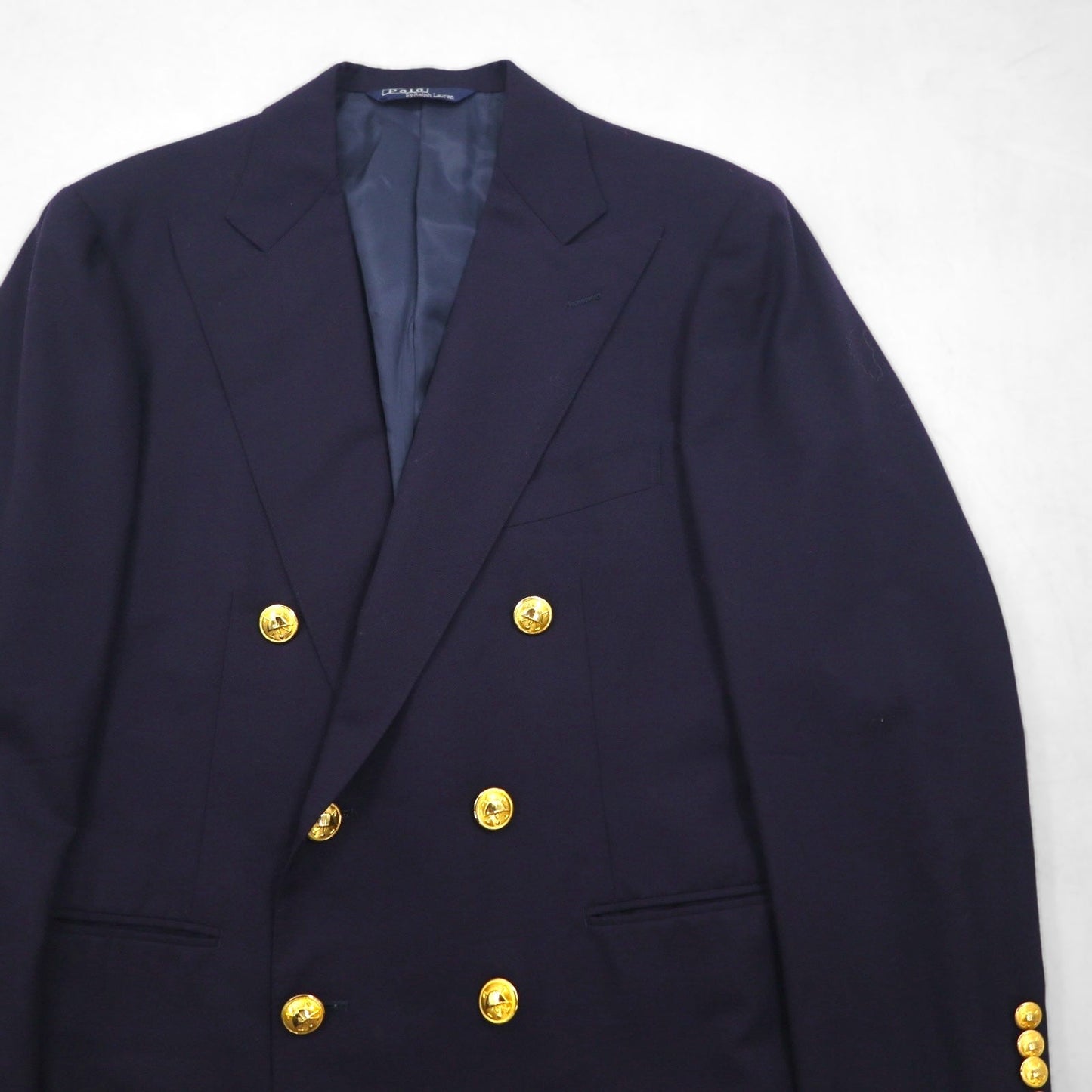 Ralph Lauren 90年代 日本製 ブレザー 紺ブレ セットアップ ダブル スーツ M ネイビー ウール 金ボタン