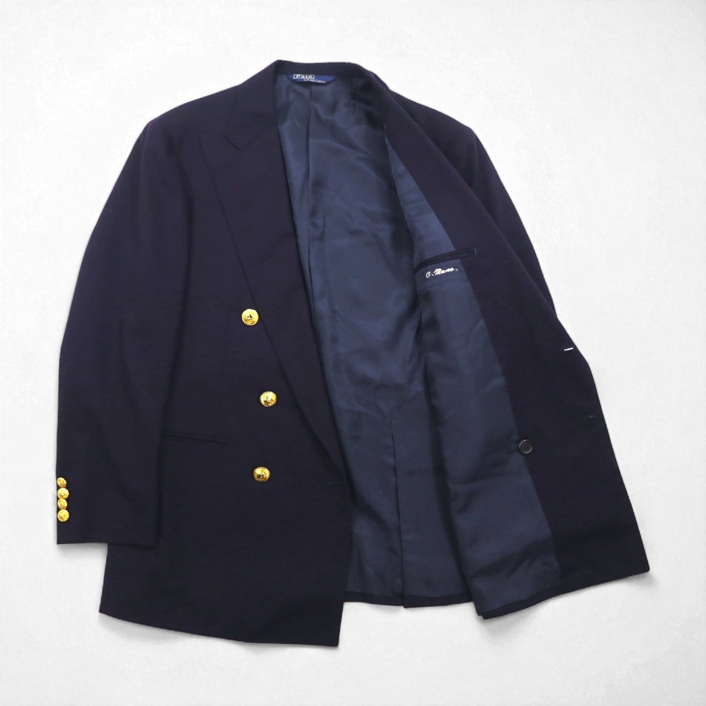 Ralph Lauren 90年代 日本製 ブレザー 紺ブレ セットアップ ダブル スーツ M ネイビー ウール 金ボタン