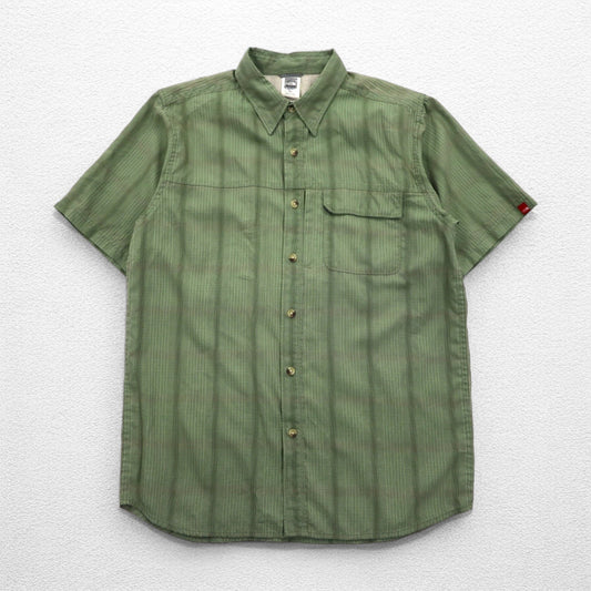 THE NORTH FACE 半袖 ドライ アウトドアシャツ M カーキ ポリエステル モダール メッシュライナー 透湿 海外規格