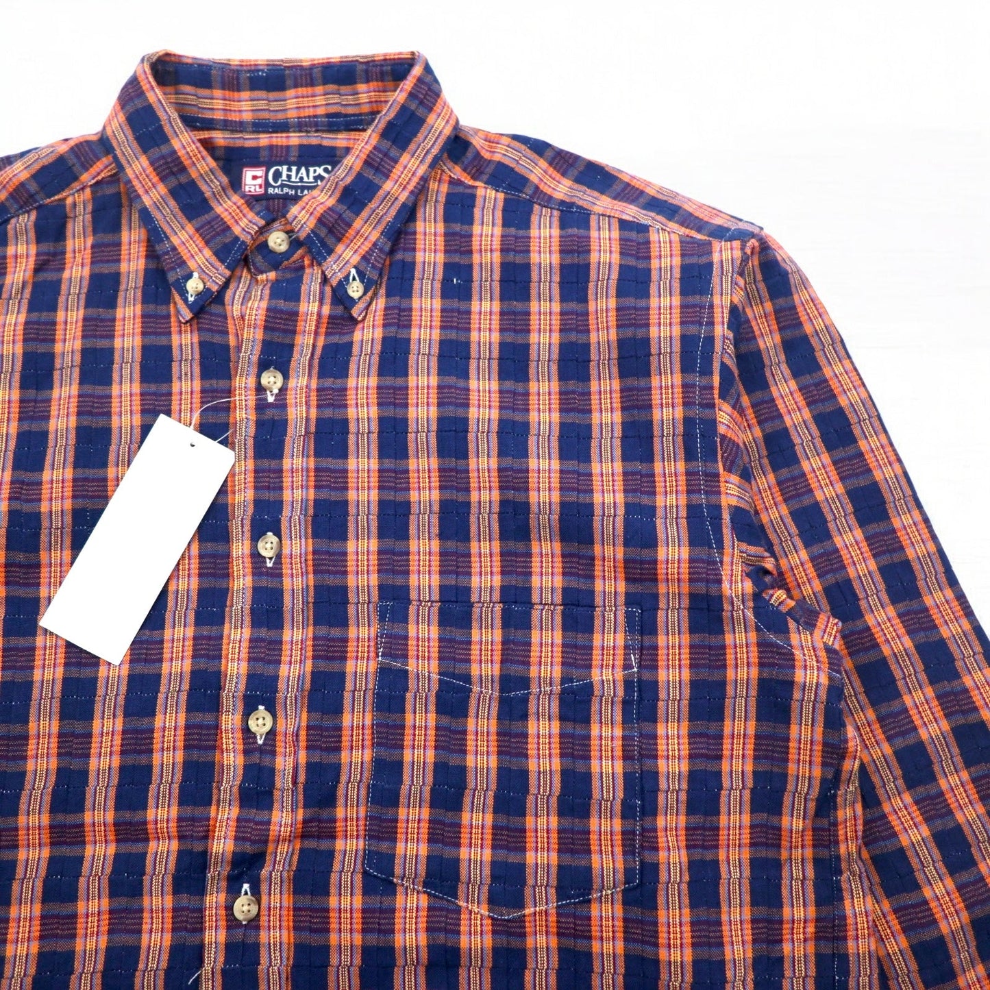 CHAPS RALPH LAUREN 90年代 ボタンダウンシャツ L ブルー チェック コットン 未使用品