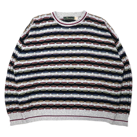STERLING USA製 90年代 ローゲージ ニット セーター XXL マルチカラー コットン ビッグサイズ