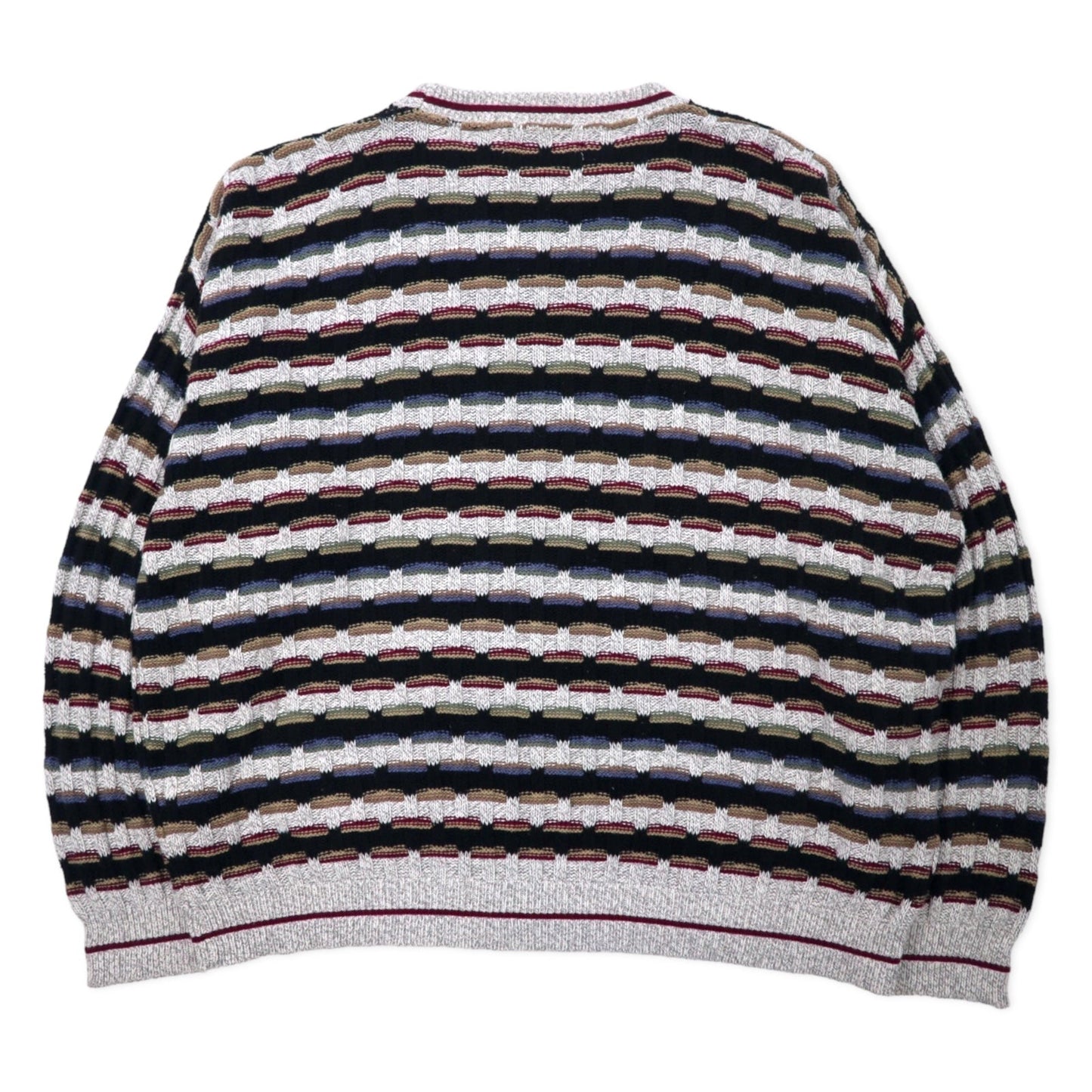 STERLING USA製 90年代 ローゲージ ニット セーター XXL マルチカラー コットン ビッグサイズ