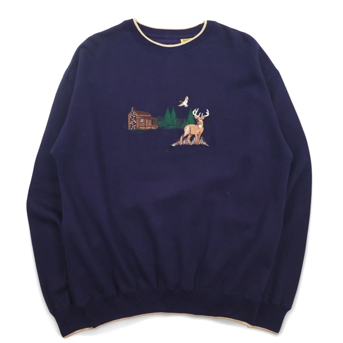 90年代 FIELD TASTED by OUTDOOR LIFE スウェット XL ネイビー コットン 裏起毛 刺繍 アニマル パキ綿