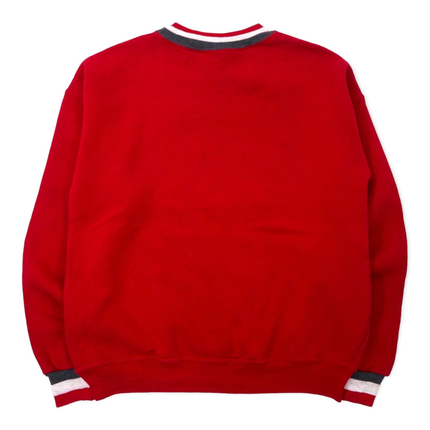 Velva Sheen USA製 90年代 リブライン スウェット L レッド コットン 裏起毛 前V Chipinaw