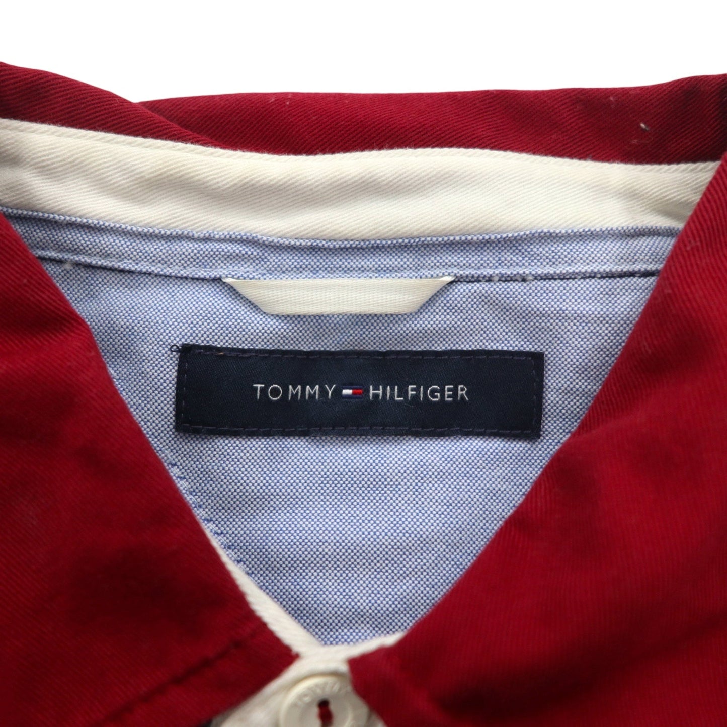 TOMMY HILFIGER ビッグサイズ ラガーシャツ M ネイビー コットン エンブレムロゴ刺繍
