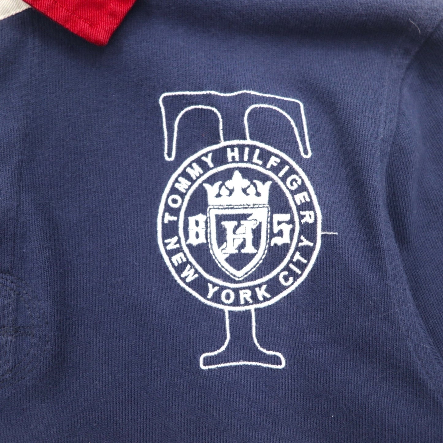 TOMMY HILFIGER ビッグサイズ ラガーシャツ M ネイビー コットン エンブレムロゴ刺繍