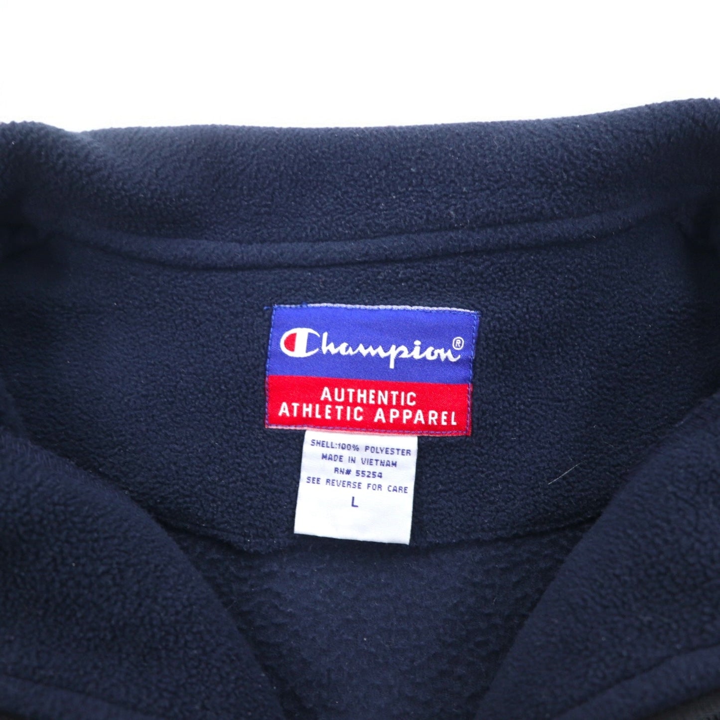 Champion ハーフジップ フリースジャケット L ネイビー ポリエステル ワンポイントロゴ刺繍