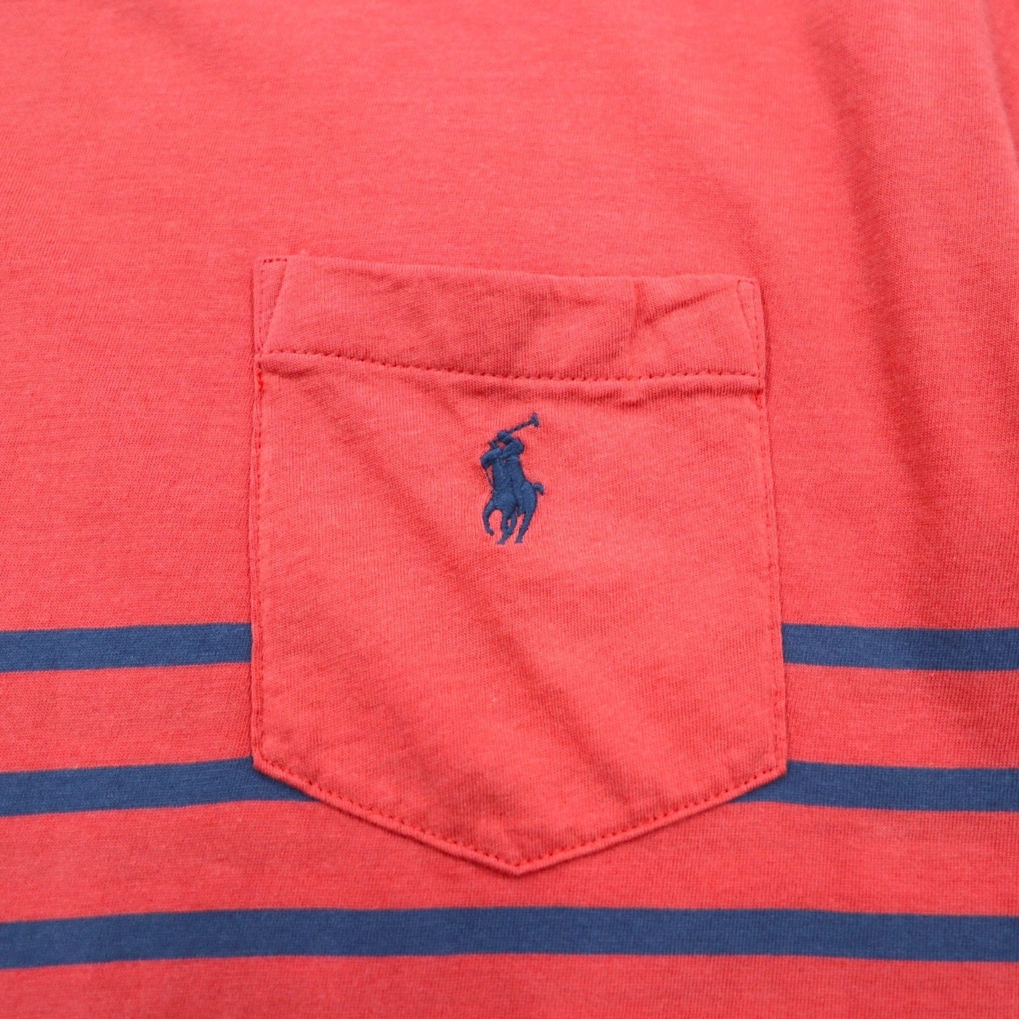 POLO RALPH LAUREN クラシックフィット ポケット付き ボーダー Tシャツ M ピンク スモールポニー刺繍