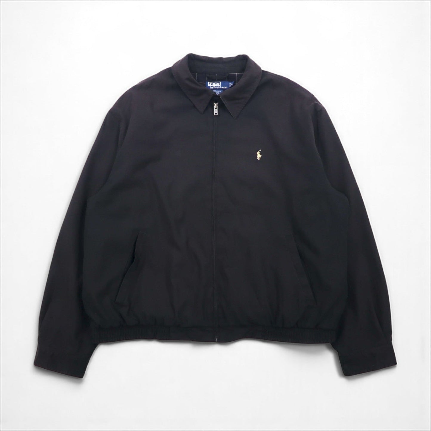 Ralph Lauren 90年代 スウィングトップ ハリントンジャケット XL ブラック 裏地 チェック スモールポニー 刺繍