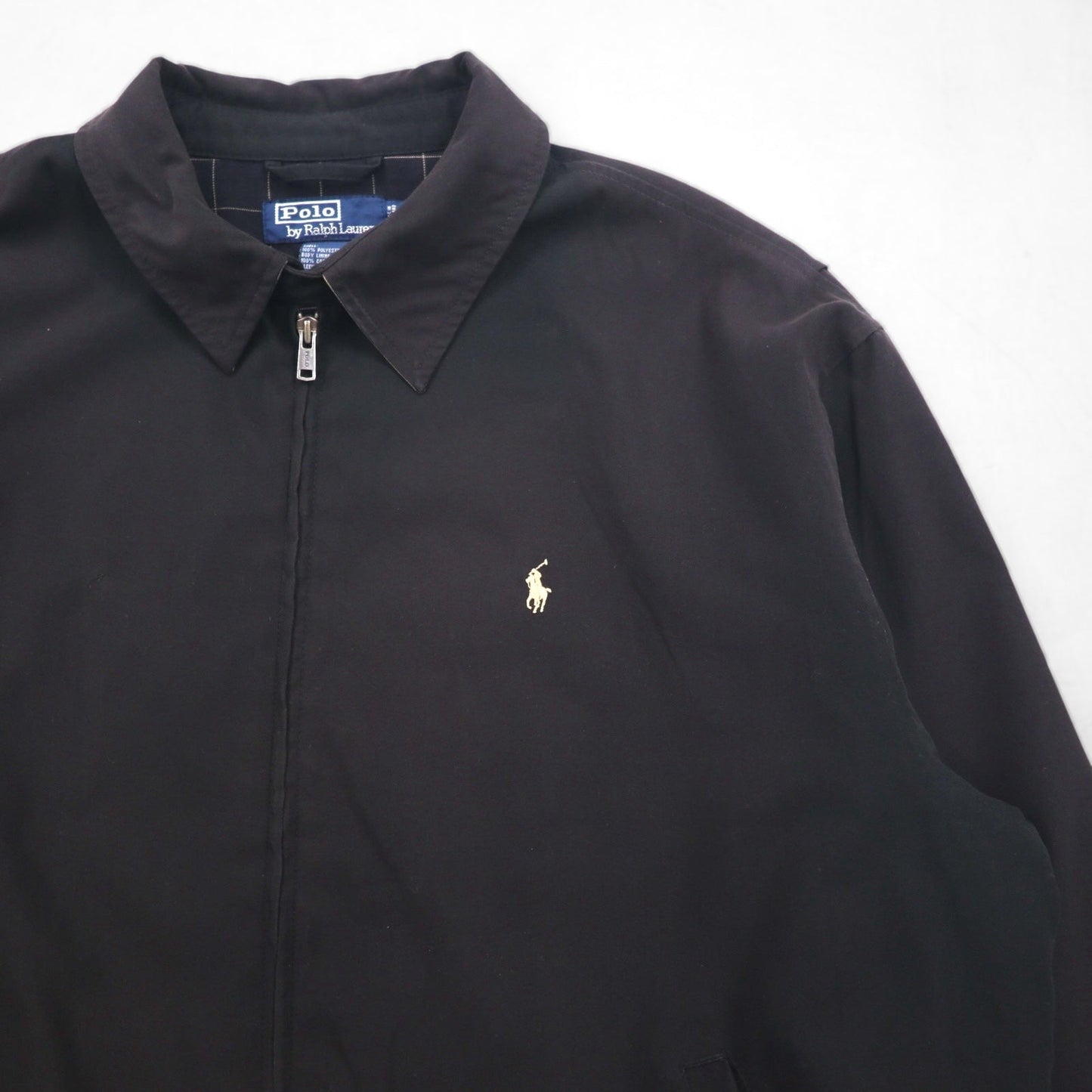 Ralph Lauren 90年代 スウィングトップ ハリントンジャケット XL ブラック 裏地 チェック スモールポニー 刺繍