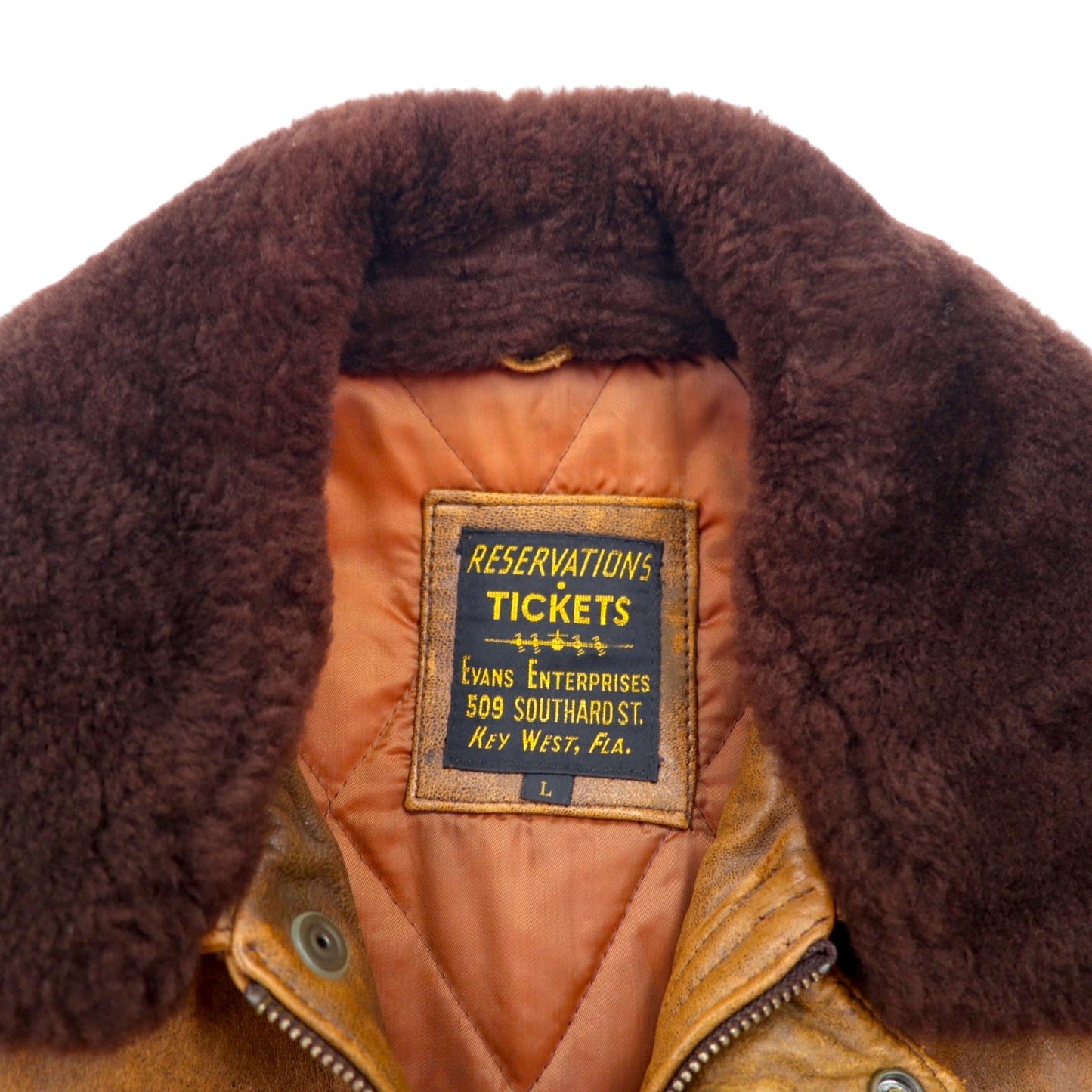 EVANS ENTERPRISES G-1 Lambskin Bomber Jacket ラムレザー フライトジャケット ボンバージャケット L ブラウン 羊革 襟ボア着脱式