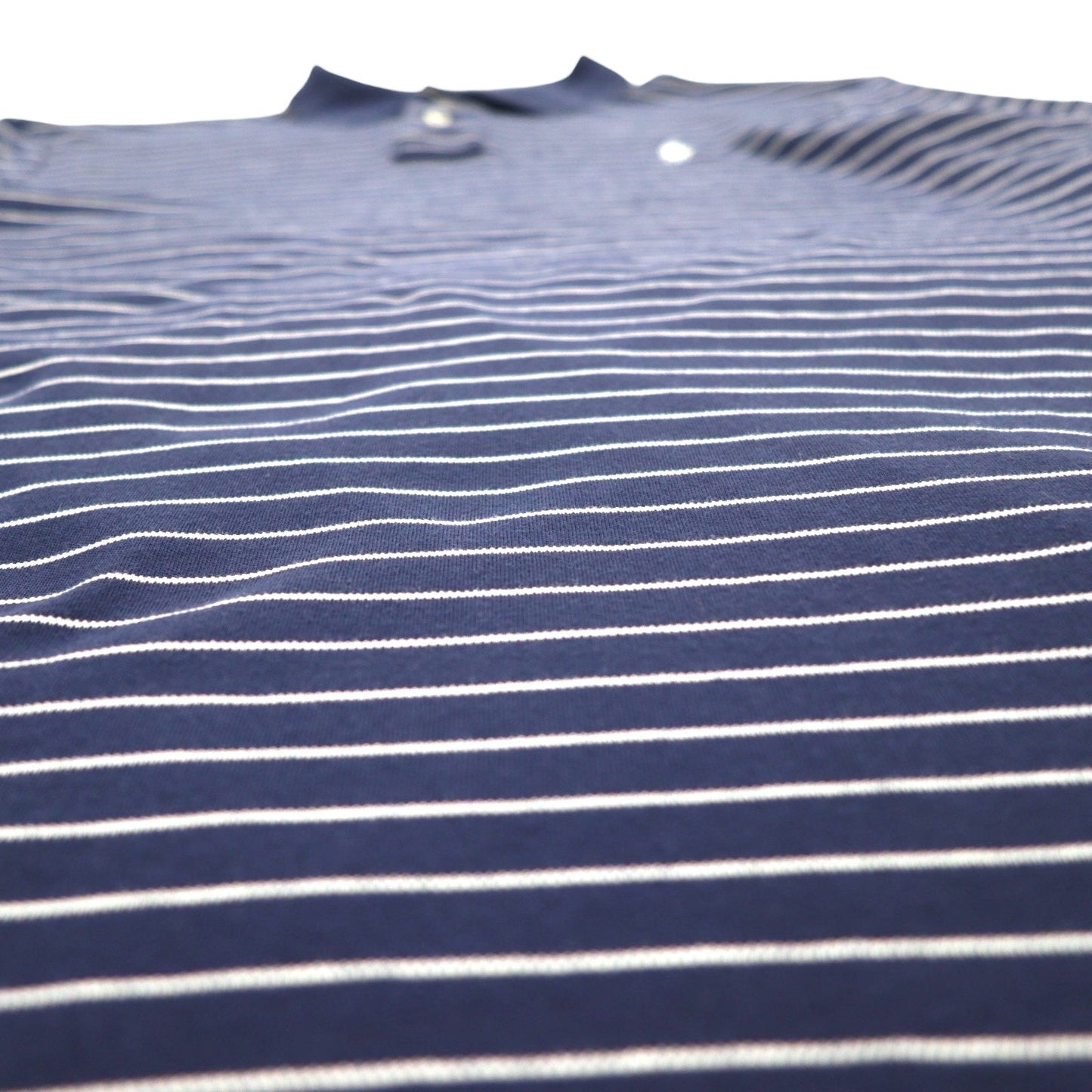 POLO RALPH LAUREN ボーダー ポロシャツ L ネイビー コットン スモールポニー刺繍 スリランカ製