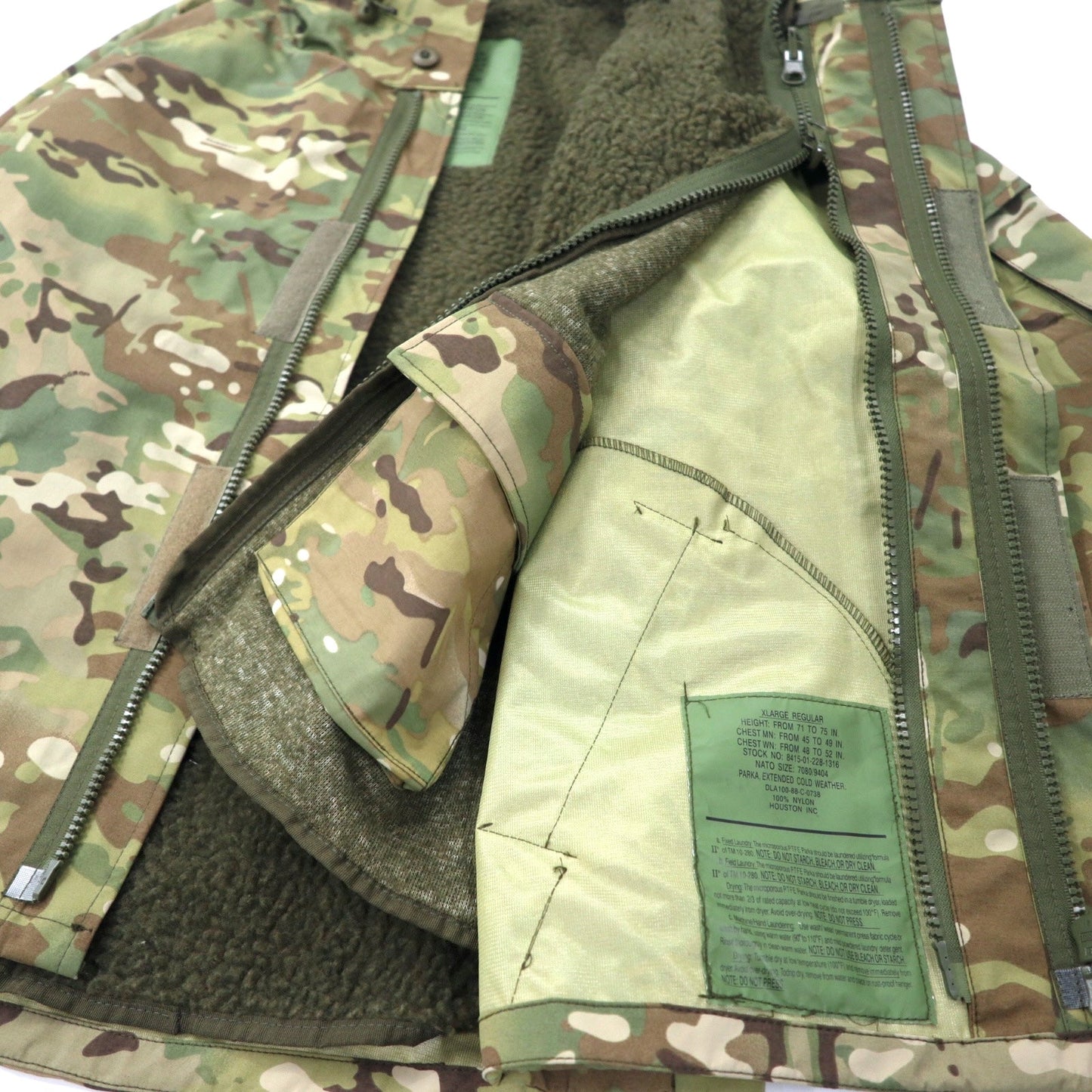 HOUSTON ECWSC 3WAY コールドウェザー パーカー XL カーキ カモフラ ナイロン 撥水 ボアフリースライナー着脱式 ミリタリー US ARMY 米軍 ECWCS PARKA COLD WEATHER 8405-01-228-1316