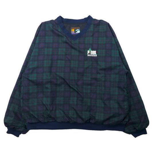 FORRESTER'S ピステ プルオーバー ナイロンジャケット XXL グリーン タータンチェック ポリエステル GRAND VIEW LODGE 刺繍 ビッグサイズ