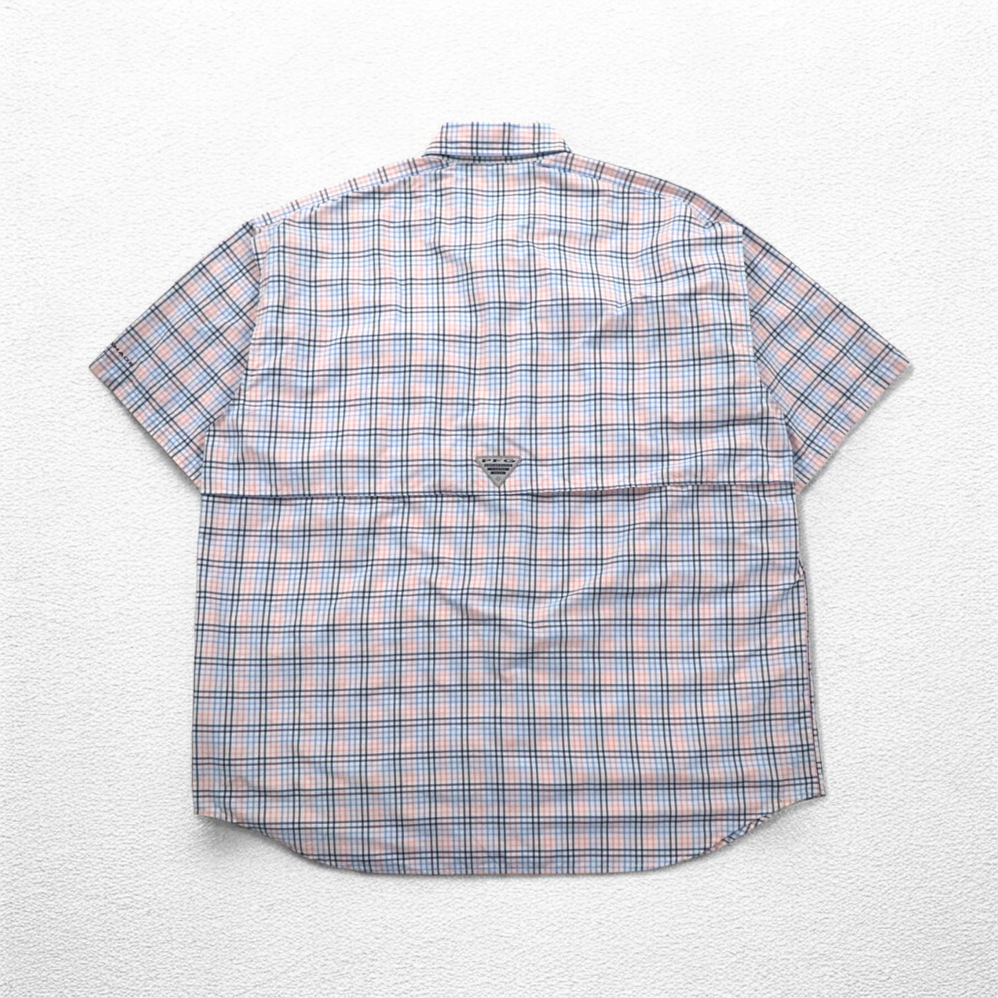 Columbia PFG Super Bahama UVカット オムニシェード バハマ フィッシングシャツ L ホワイト ブルー チェック ナイロン FM7190