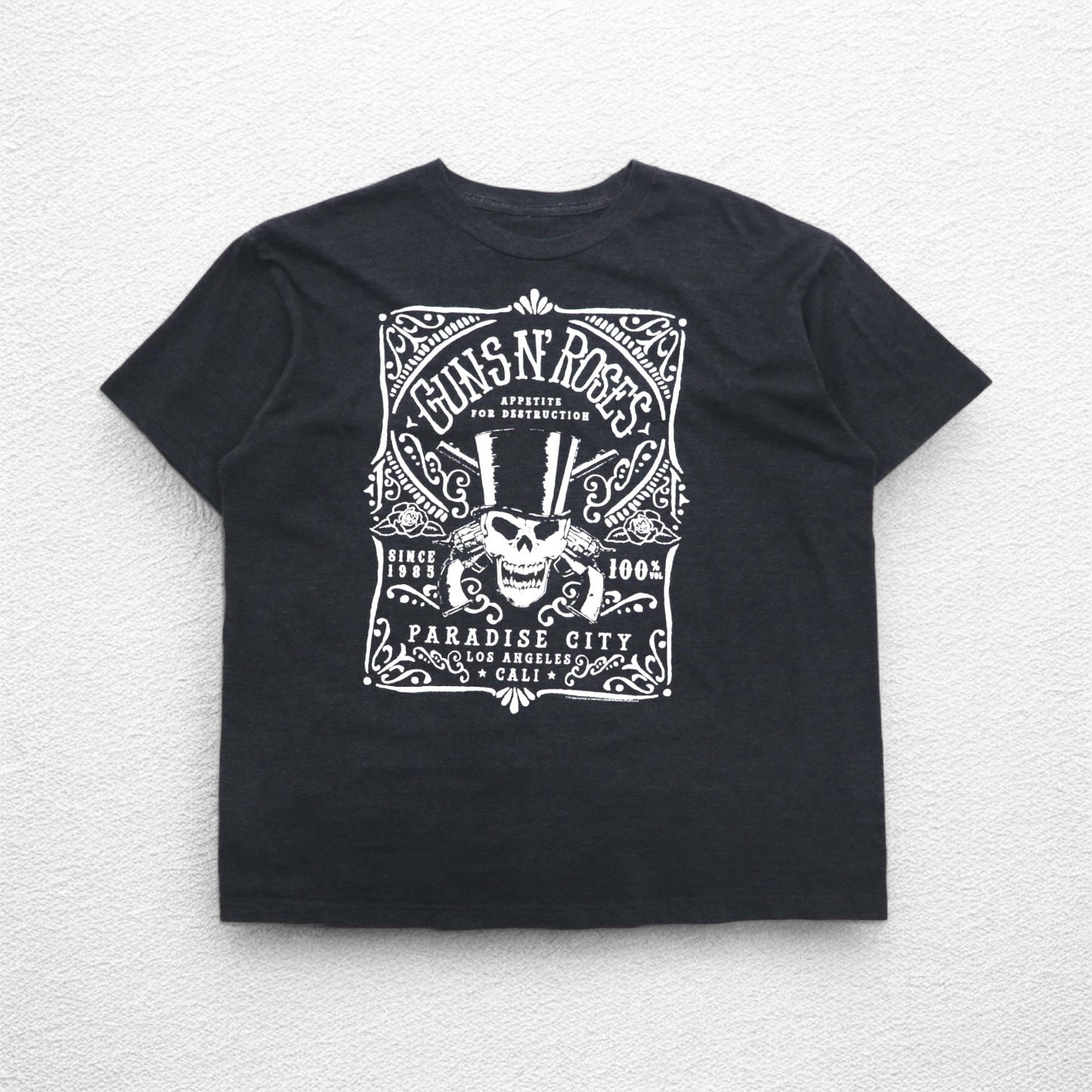 GUNS N' ROSES ガンズアンドローゼズ ロック バンド Tシャツ XL グレー コットン PARADISE CITY スカル bravado メキシコ製