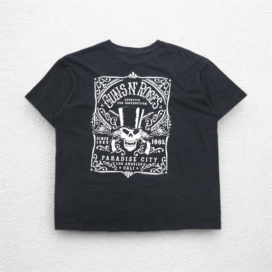 GUNS N' ROSES ガンズアンドローゼズ ロック バンド Tシャツ XL グレー コットン PARADISE CITY スカル bravado メキシコ製