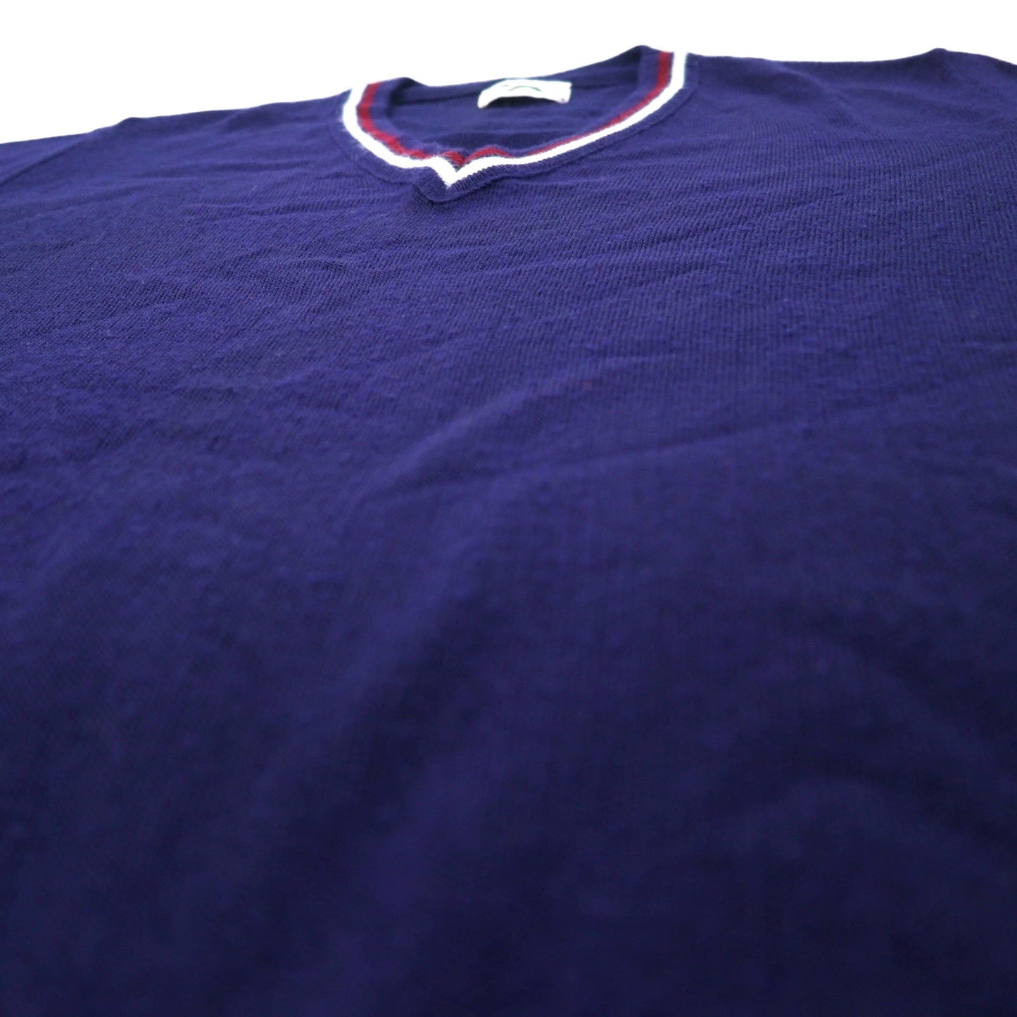 JC Penney 80年代 Vネック アクリルニット セーター L ネイビー The Fox Sweater