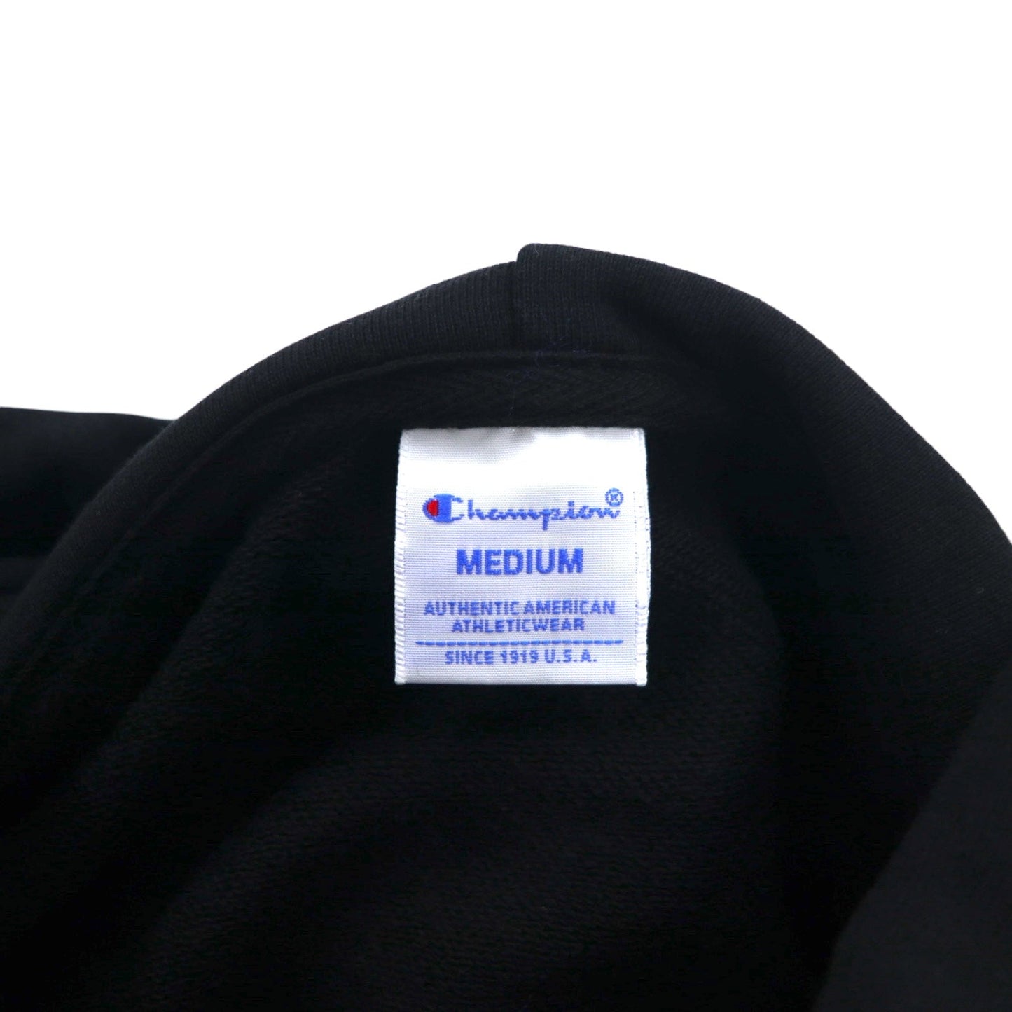 Champion プルオーバー スウェット パーカー M ブラック コットン ビッグロゴ C3-R101