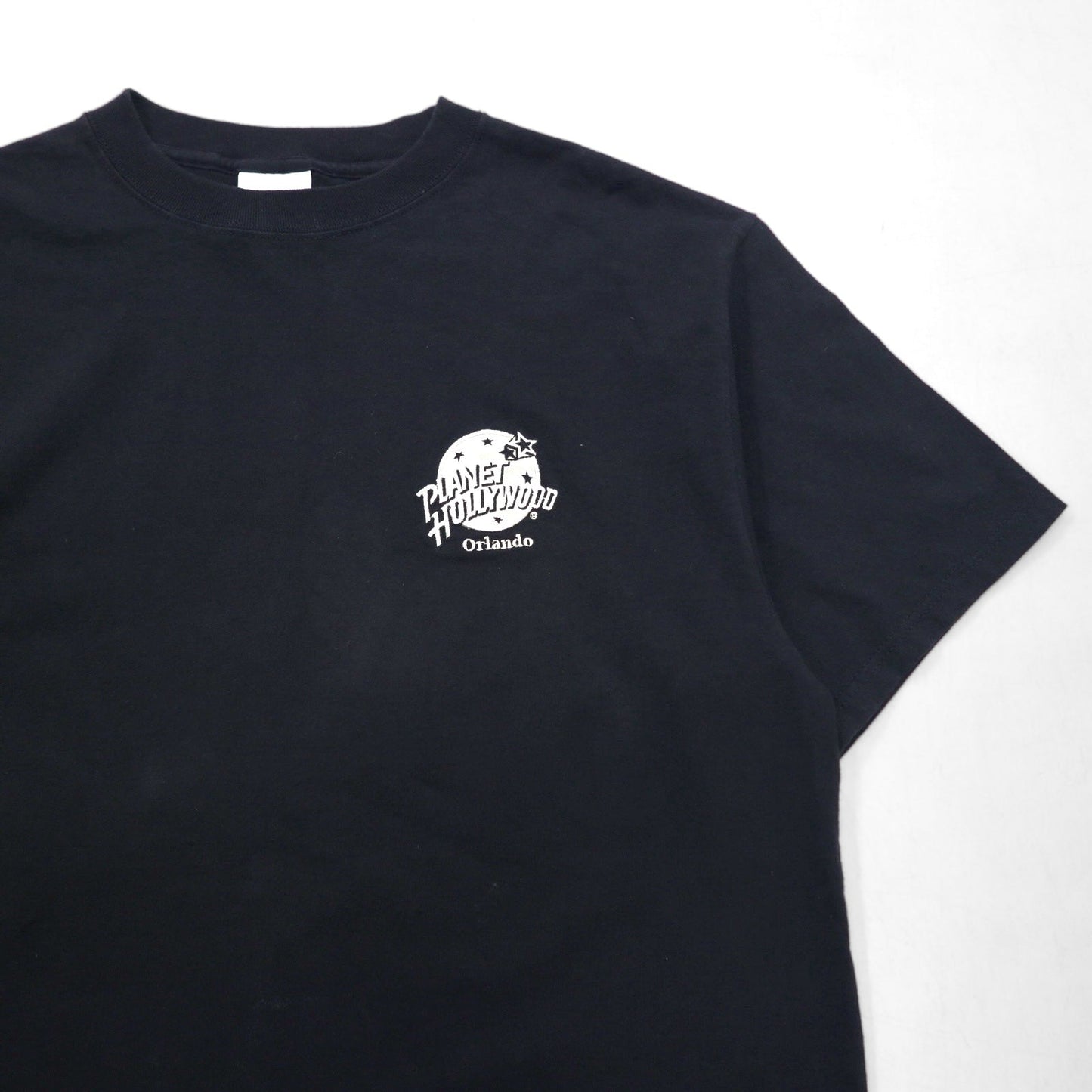 PLANET HOLLYWOOD 90年代 USA製 アドバタイジング Tシャツ L ブラック ワンポイントロゴ刺繍