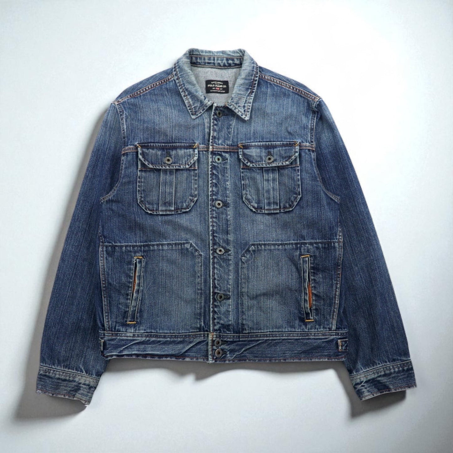 POLO JEANS ( RALPH LAUREN ) 90年代 デニムジャケット Gジャン L インディゴ GIVE JAKET 3YU18