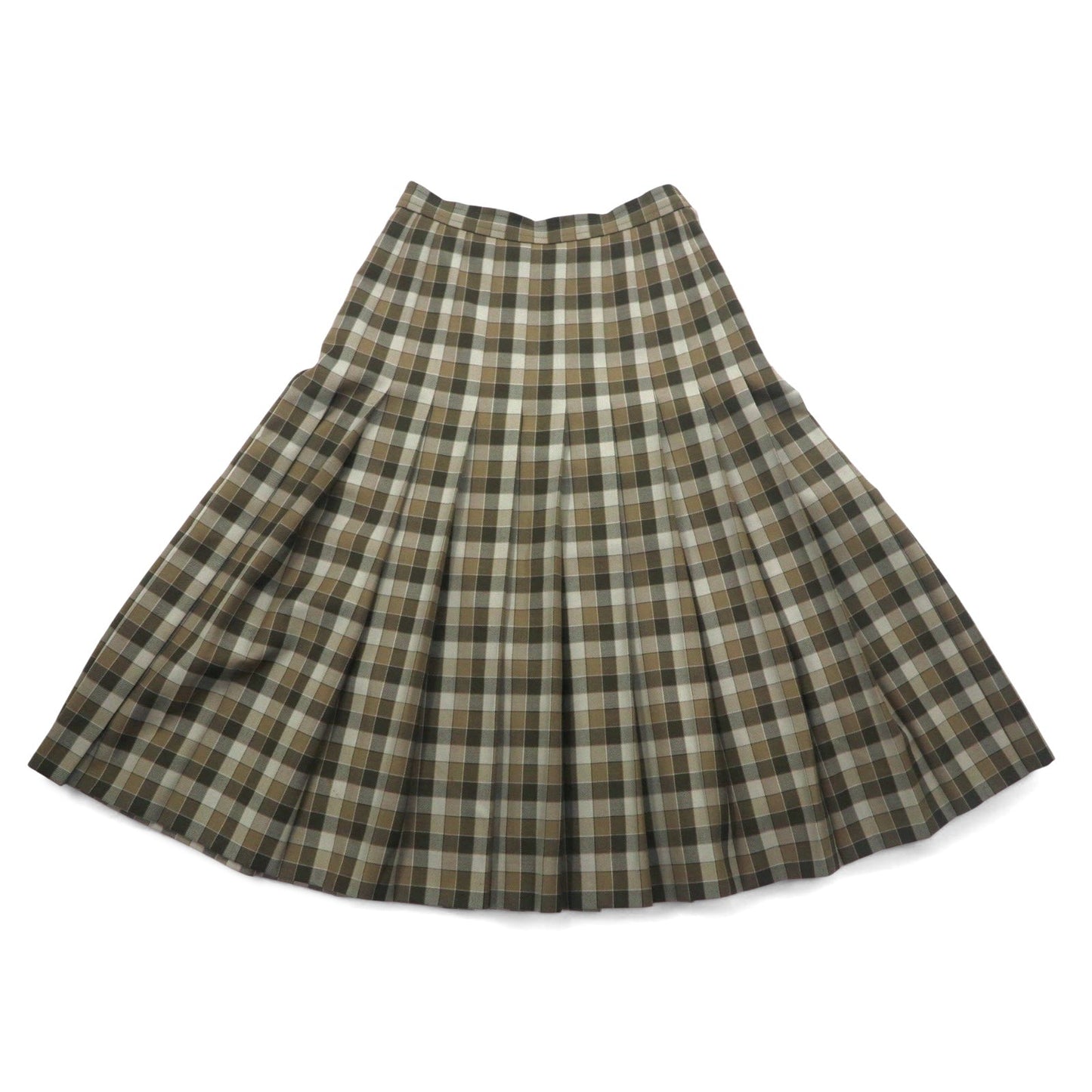 GIVENCHY 80年代 オールド プリーツスカート M ブラウン チェック ウール 日本製