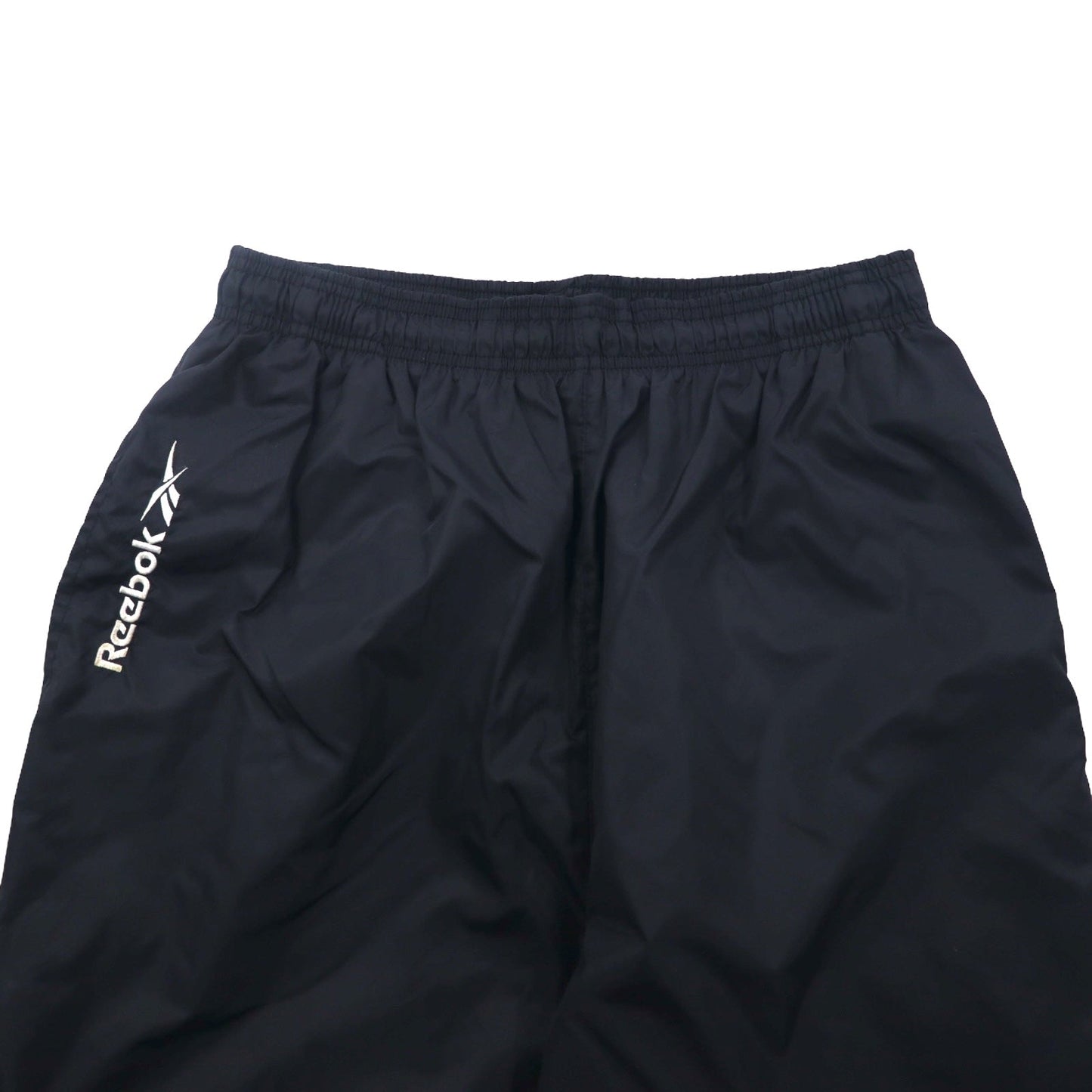 Reebok 90年代 ナイロン トラックパンツ ジャージ M ブラック ベクターロゴ刺繍 スリット 裾ジップ