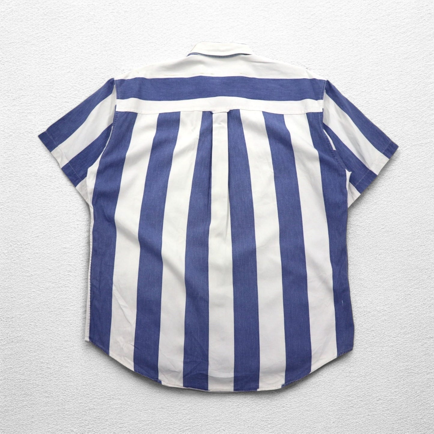CHAPS RALPH LAUREN 90年代 半袖 デニム ボタンダウンシャツ L ブルー ホワイト ストライプ コットン