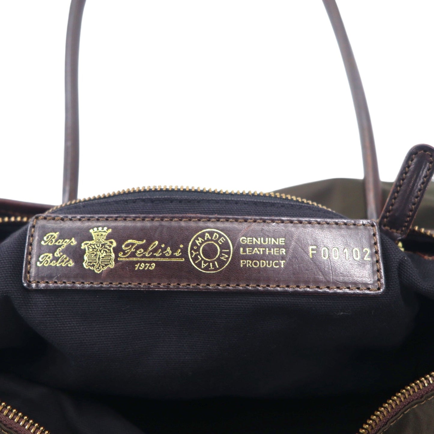Felisi イタリア製 トートバッグ ショルダーバッグ カーキ ナイロン レザー F00102