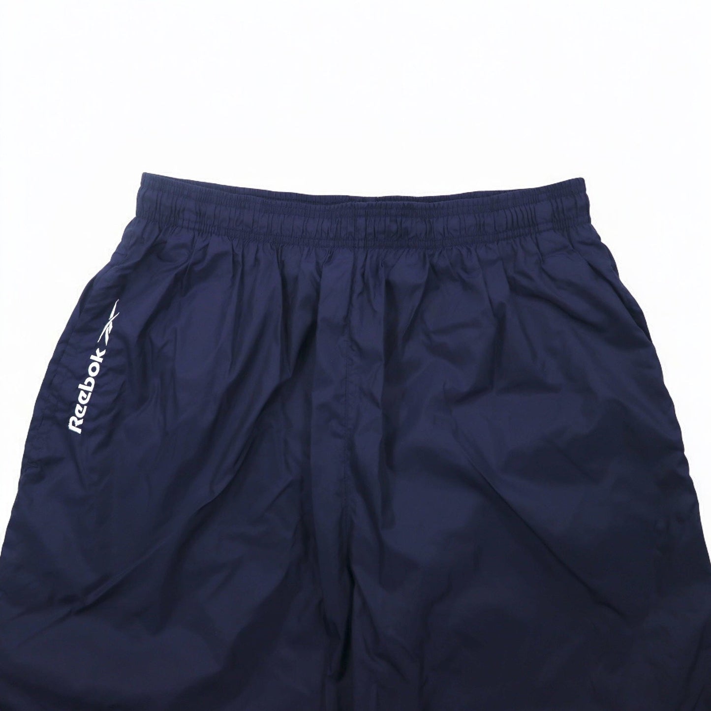 Reebok 90年代 ナイロン トラックパンツ ジャージ L ネイビー ベクターロゴ刺繍 スリット 裾ジップ