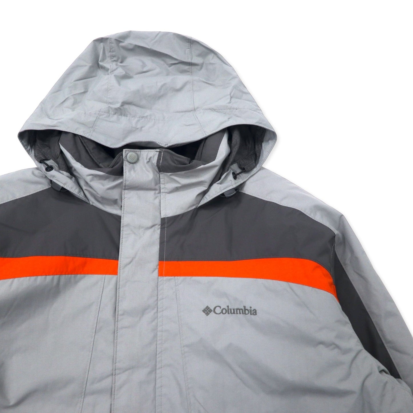 Columbia パディングジャケット XXL グレー ナイロン 防水 中綿 フード収納式 ビッグサイズ XM4352