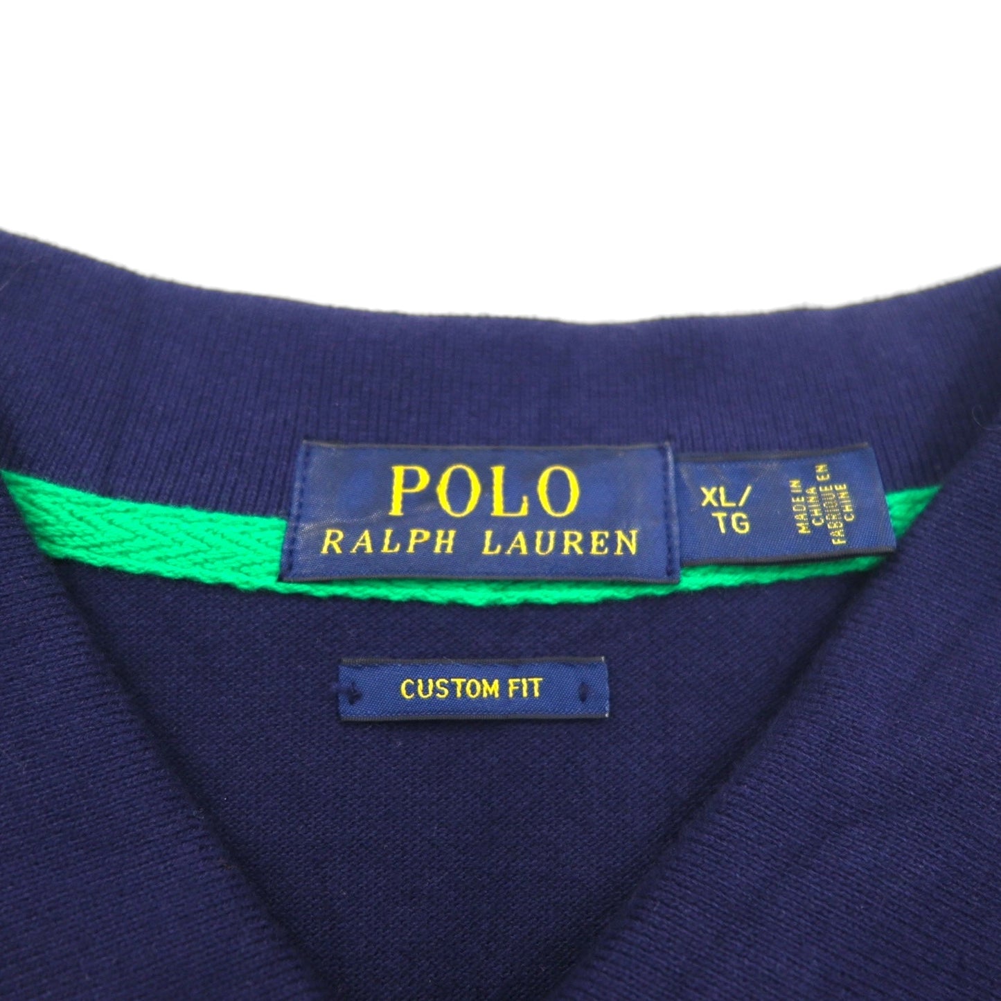 POLO RALPH LAUREN 鹿の子 ポロシャツ XL ネイビー コットン 刺繍 ビッグポニー USA 星条旗