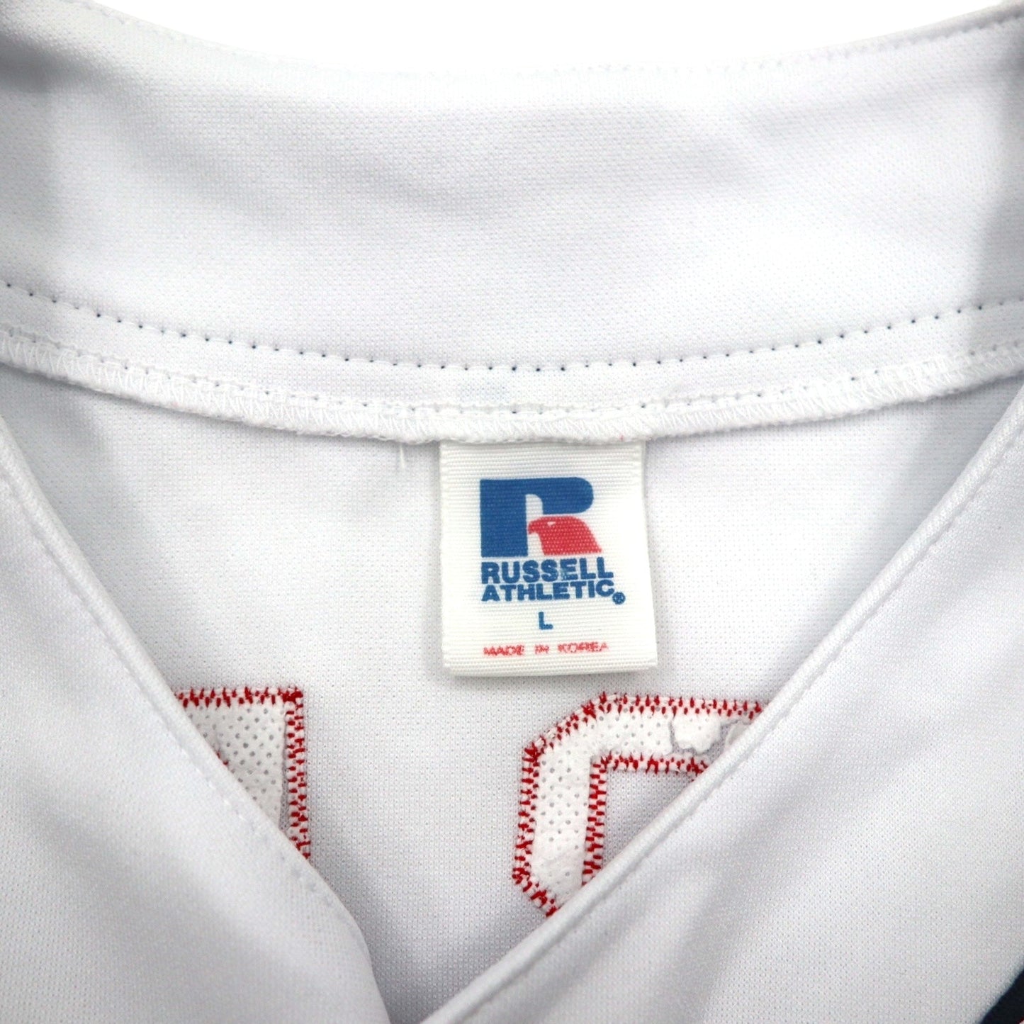 RUSSELL ATHLETICS 90年代 MLB ベースボールシャツ L ホワイト ポリエステル Braves ナンバリング