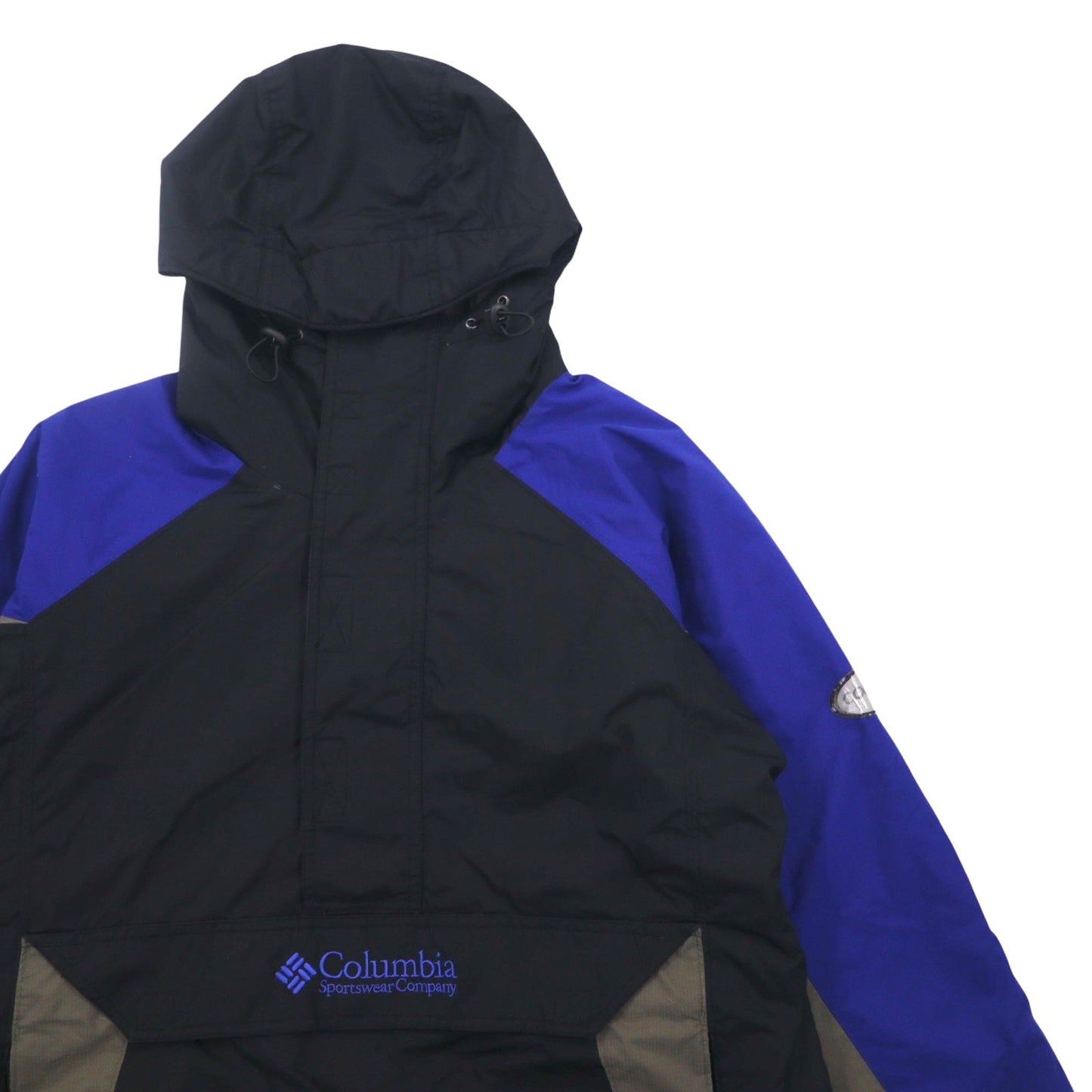 Columbia 90年代 ハーフジップ アノラックパーカー XL ブラック ブルー ナイロン XM5089