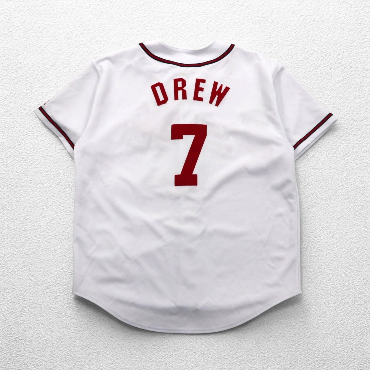 RUSSELL ATHLETICS 90年代 MLB ベースボールシャツ L ホワイト ポリエステル Braves ナンバリング