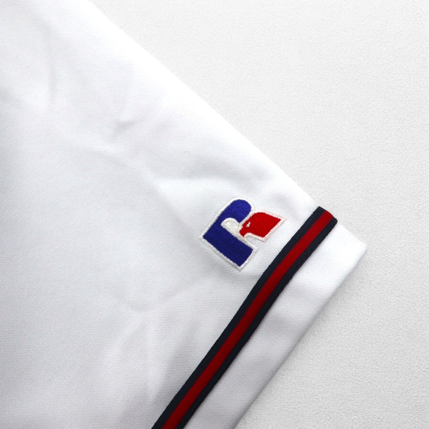 RUSSELL ATHLETICS 90年代 MLB ベースボールシャツ L ホワイト ポリエステル Braves ナンバリング