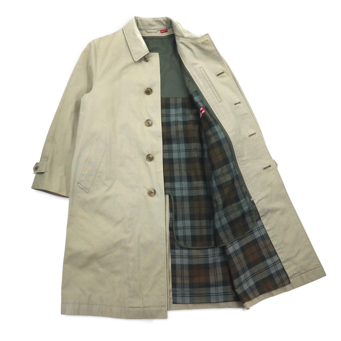 D'URBAN 80年代 ステンカラーコート トレンチコート M ベージュ ライナー着脱式 ベルト付き 日本製