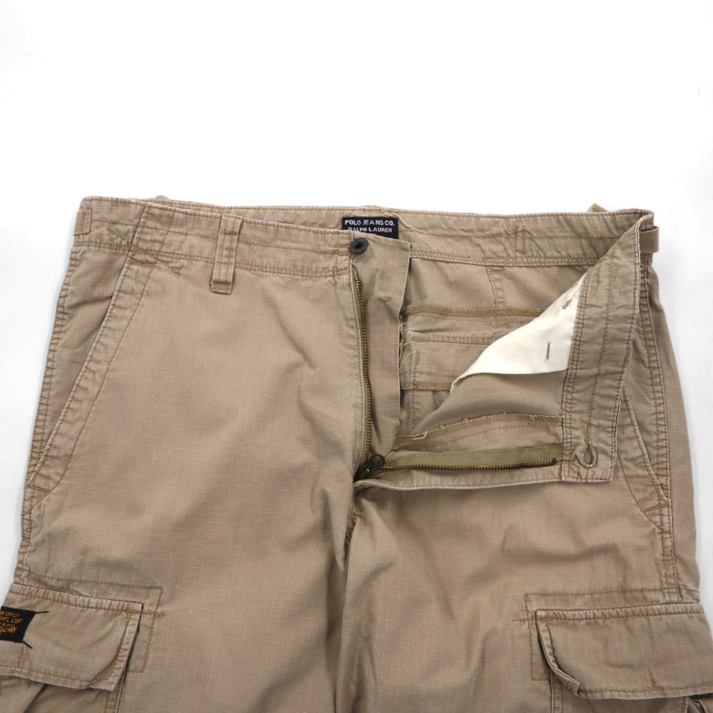 POLO JEANS CO. RALPH LAUREN 90年代 リップストップ カーゴショートパンツ ハーフパンツ L カーキ コットン