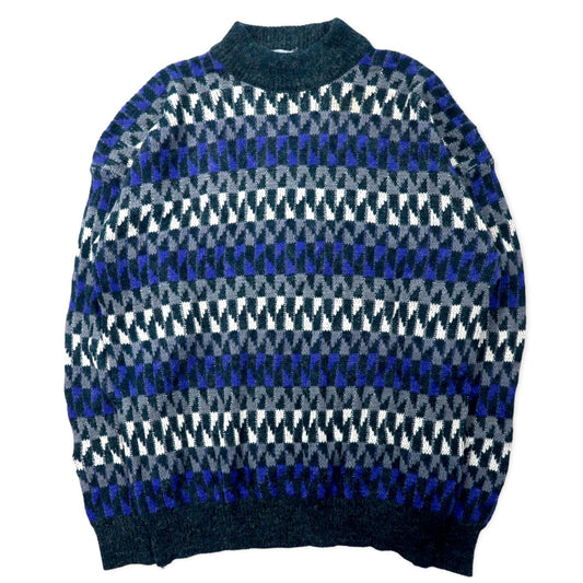 McGREGOR 80年代 ボトルネック ローゲージ ニット セーター L グレー アクリル 総柄